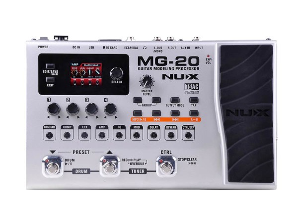 NUX MG-20 Multi-Effects Gitarren-Multi-Effekt-Pedal mit Expression Pedal