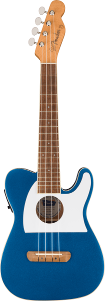 Fender Fullerton Tele® Uke, Walnut Fingerboard, White Pickguard, Lake Placid Blue