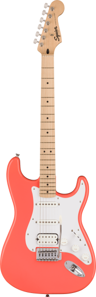 Squier Sonic™ Stratocaster® HSS, Maple Fingerboard, White Pickguard, Tahitian Coral